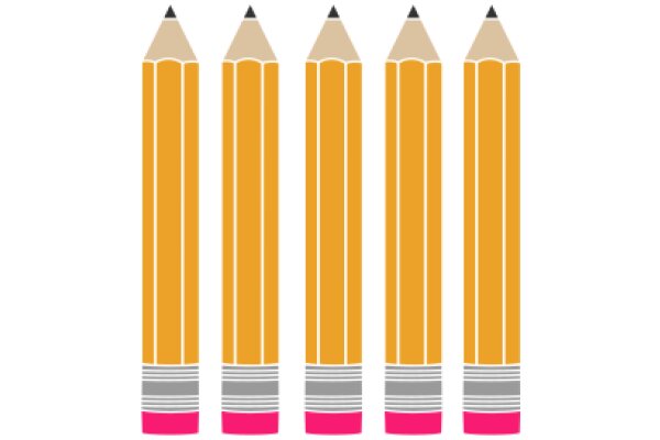 A Collection of Four Yellow Pencils with Pink Erasers