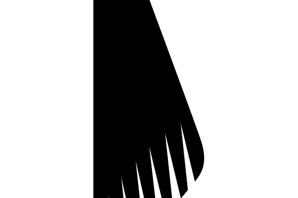 Black Fringed Silhouette on White Background