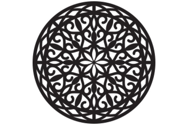 Intricate Black Geometric Pattern on a White Background