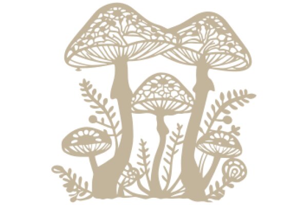 Elegant Mushroom and Flower Silhouette Design