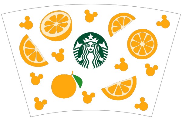Orange and Mickey Mouse-themed Starbucks Cup