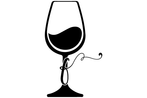Elegant Wine Glass Icon with a Curly Stem