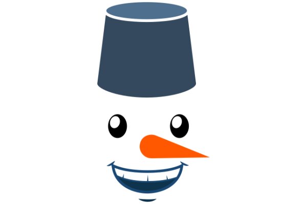 A Friendly Smile: A Digital Artwork of a Blue Cup with an Orange Nose and Two Black Eyes.