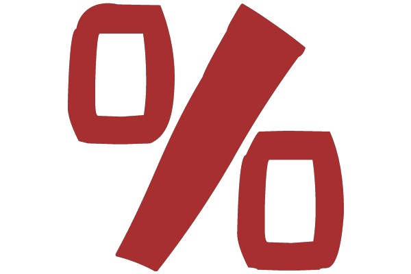 Red Percentage Symbol on White Background.
