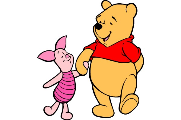 Winnie the Pooh and Piglet Holding Hands