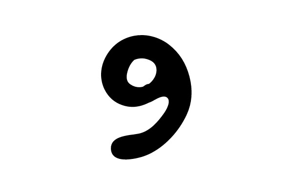Bold Black Number 9