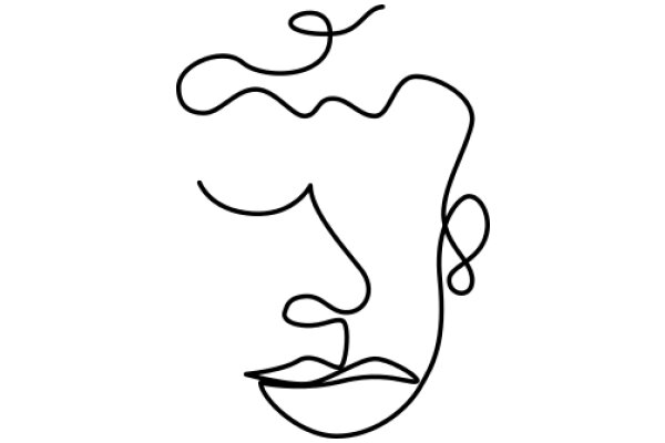 Whimsical Abstract Art: A Drawing of a Face with Curved Lines and Squiggles