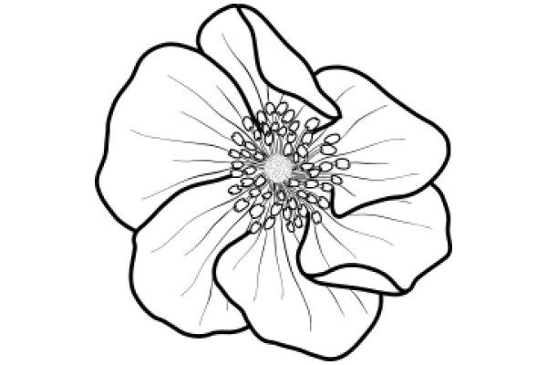 Stylized Flower with Detailed Petals and Center