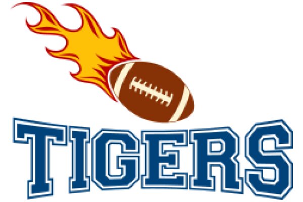 Tigers Football Team Logo with Flaming Football Design