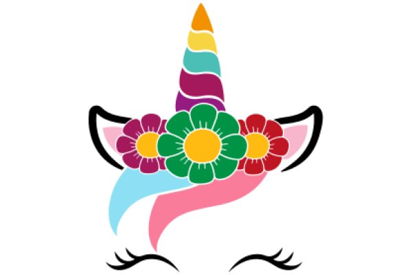 Vividly Colored Unicorn Mask with Flower Crown and Eyelashes