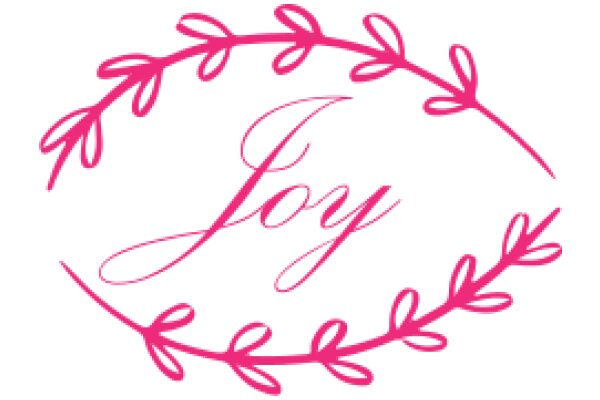 Pink Floral Wreath with the Word 'Joy' in a Stylized Font