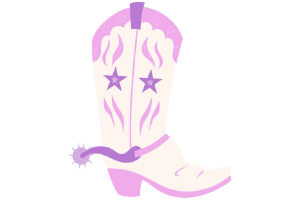 Stylish Pink Boot with Purple Stars and a Spur