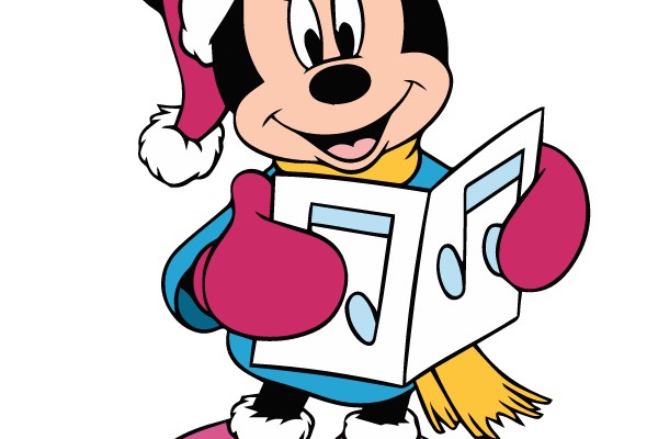 Mickey Mouse in Christmas Attire, Reading a Book