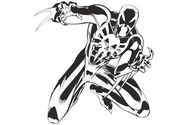 Webbed Warrior: Dynamic Action in Monochrome