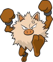 An animated depiction of a brown creature with a large nose, standing on its hind legs and raising its front paws in a boxing stance.