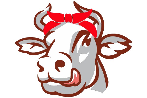 A Cheerful Cartoon Cow with a Red Bow