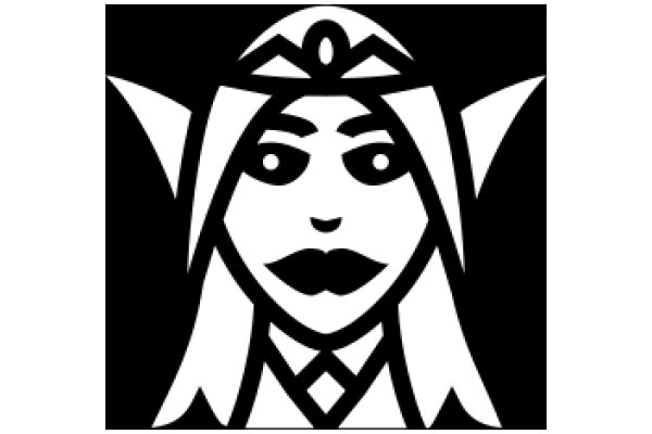 Stylized Portrait of a Character with a Crown, Set against a Black Background