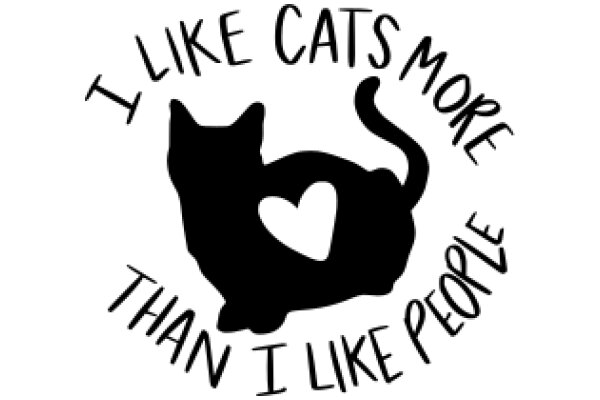 A Silhouette of a Cat with a Heart, Surrounded by the Words 'I Like Cats More Than I Like People'.