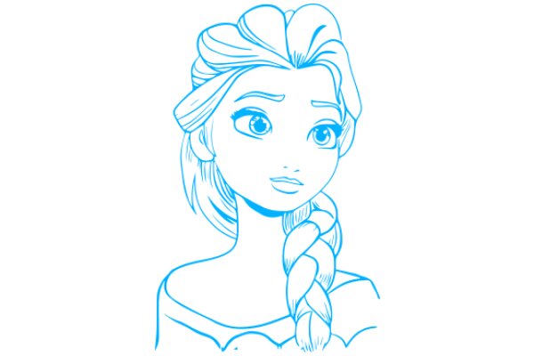 A Stylized Portrait of a Young Woman with a Braid, Set against a White Background