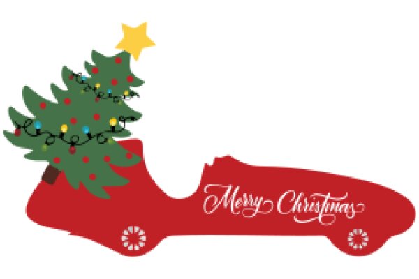 Merry Christmas: A Festive Illustration of a Car with a Christmas Tree on Top