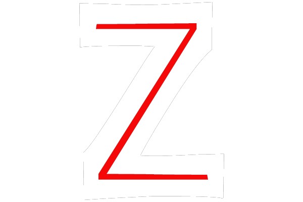 Bold Red Outline of the Letter Z on a White Background