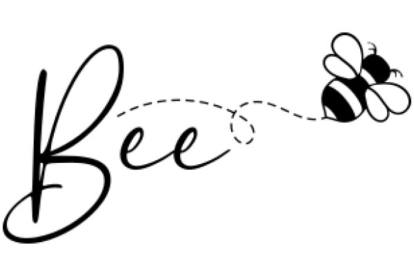 Stylish Logo of a Bee with the Word 'Bee' in a Curly Script