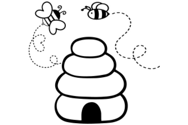 A Playful Scene of Bees and a Honeycomb