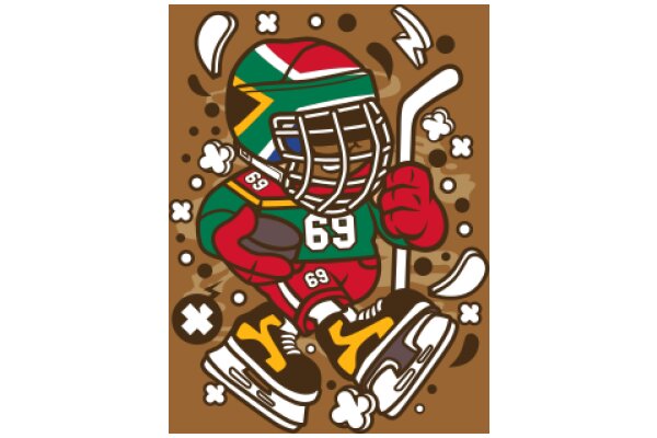 Vintage Hockey Player Illustration with Skateboard and Helmet