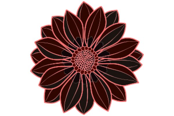 Vibrant Red and Black Flower Illustration