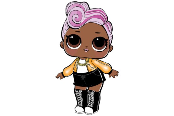 Stylish Avatar: A Fashionable Character with a Pink Swirl Hair and a Yellow Jacket