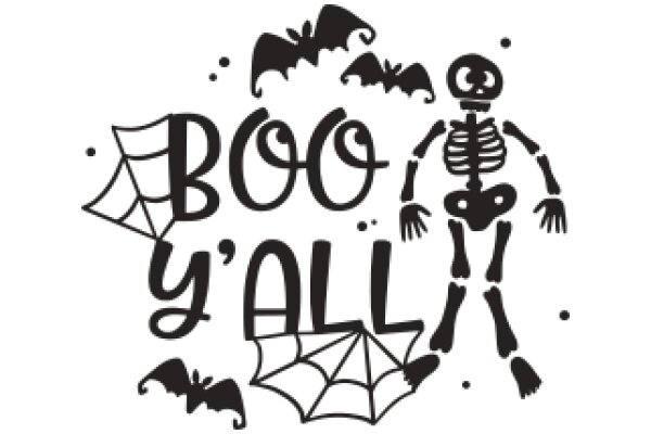 Boo-tastic Halloween Decoration: A Spooky Skeleton, Bats, and Spider Web