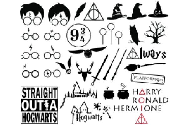 A Collection of Iconic Symbols from the Harry Potter Series