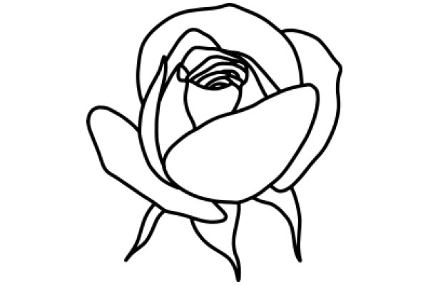 Stylized Line Drawing of a Rose