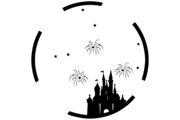 A Silhouette of a Castle and Fireworks in a Night Sky