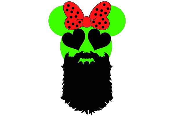 Mickey Mouse With Heart-Shaped Glasses and a Bearded Silhouette