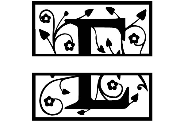 Decorative Letter 'T' with Floral Motif