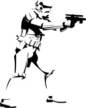 A Silhouette of a Stormtrooper from Star Wars, Holding a Blaster Rifle