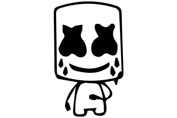 A Whimsical Cartoon Character: A Smiling Cube with Eyes and a Mouth, Standing on a White Background.