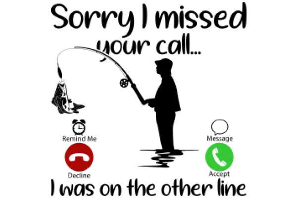 A Humorous Take on Customer Service: A Silhouette of a Fisherman and a Fish, with a Message for the Customer