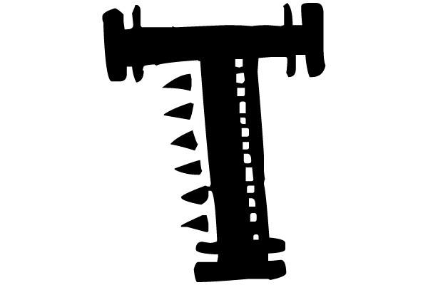T-shaped Symbol with Vertical Lines and Triangular Patterns