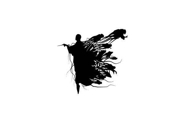Silhouette of a Person with Dynamic Lines