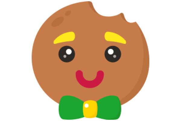 A Friendly AI Avatar: A Smiling Character with a Yellow Bow Tie and Green Collar