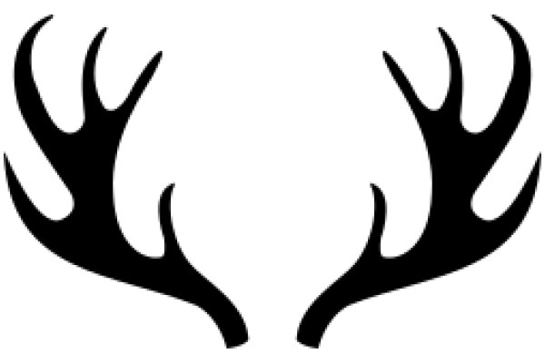 Stylized Black Deer Antlers on a White Background