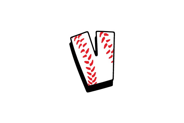 Baseball Stitched Letter V