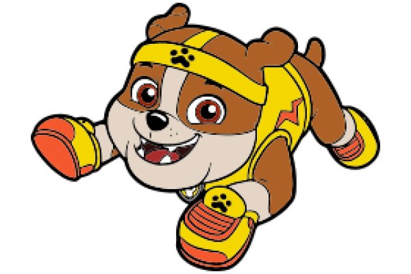Adorable Dog Character with Yellow Shoes and Headband, Ready for Adventure!