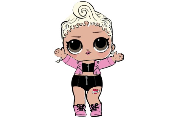 Stylized Anime Character: A Fashionable Female with a Trendy Outfit and a Chic Hairstyle