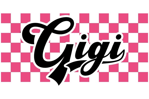 Stylish Branding: A Checkered Pink and White Background with the Logo of 'CIGI' in Black and Pink