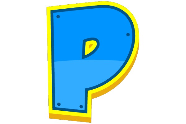 Bright Blue and Yellow Letter 'P'