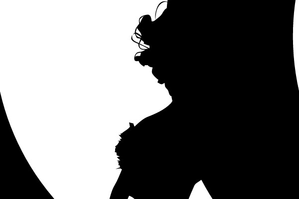 Silhouette of a Seated Figure on a Crescent Moon.
