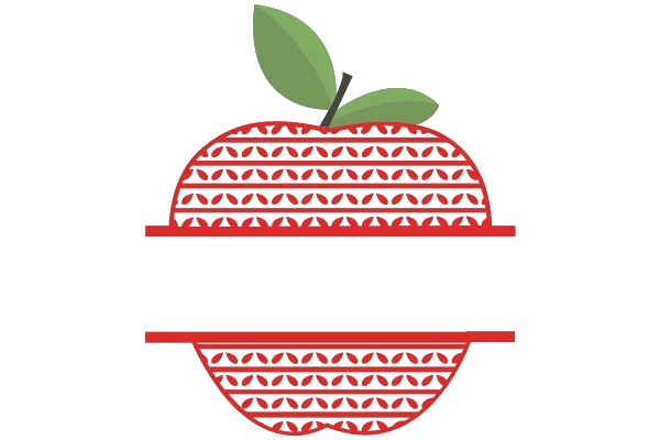 A Red Apple with a Green Leaf, Surrounded by a Pattern of Red Leaves